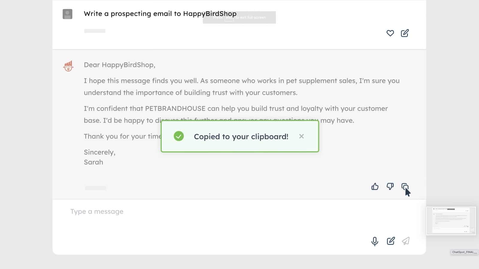 AI email tools, ChatSpot from HubSpot